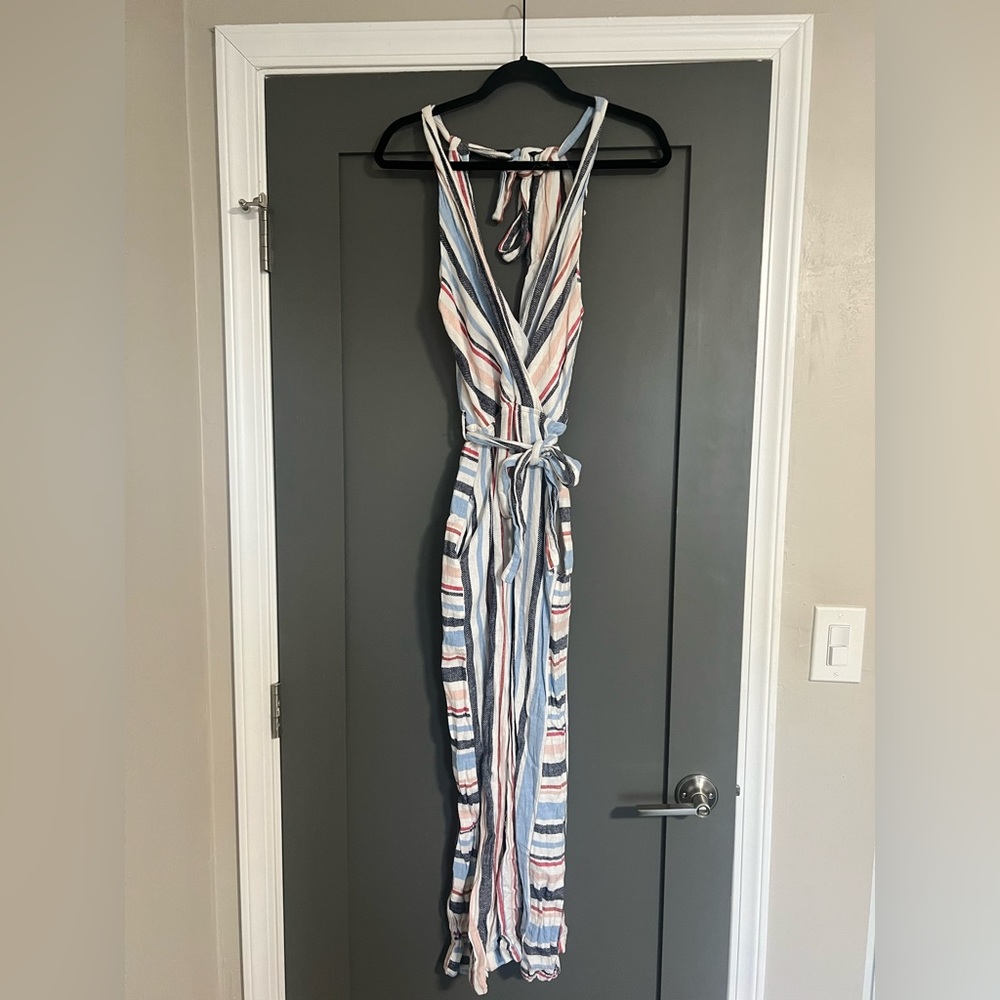 Indigo Rein Striped Tie Jumpsuit